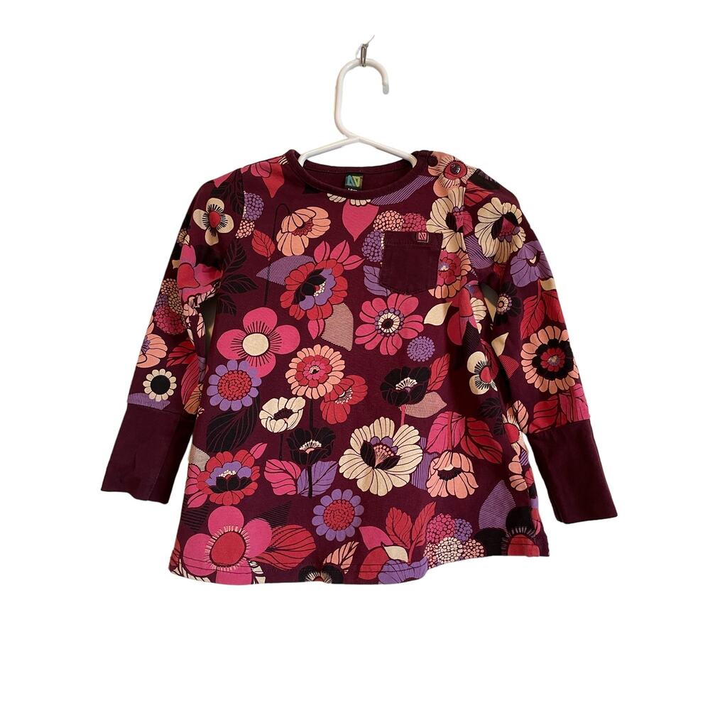 NANO long sleeve tunic top pink red purple floral logo lightweight Size 18 mo.
